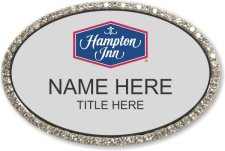 (image for) Hampton Inn Logo A Silver Oval Bling Badge