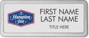 (image for) Hampton Inn Logo A Silver Prestige Badge with Pebbled Frame - Stacked Name