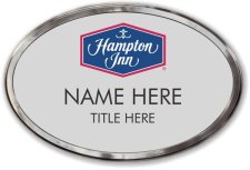 (image for) Hampton Inn Logo A Silver Oval Prestige Badge with Polished Frame