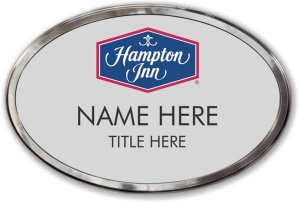 (image for) Hampton Inn Logo A Silver Oval Prestige Badge with Polished Frame