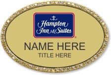 (image for) Hampton Inn & Suites Logo B Oval Gold Bling Badge