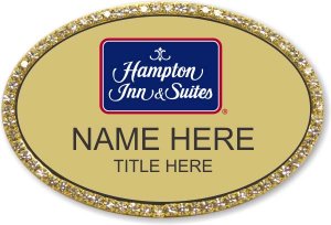 (image for) Hampton Inn & Suites Logo B Oval Gold Bling Badge