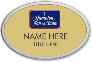 (image for) Hampton Inn & Suites Logo B Gold Oval Prestige Badge with Pebbled Frame