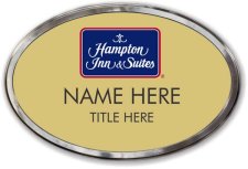 (image for) Hampton Inn & Suites Logo B Gold Oval Prestige Badge with Polished Frame