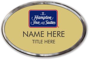 (image for) Hampton Inn & Suites Logo B Gold Oval Prestige Badge with Polished Frame