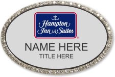 (image for) Hampton Inn & Suites Logo B Oval Silver Bling Badge