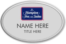 (image for) Hampton Inn & Suites Logo B Silver Oval Prestige Badge with Pebbled Frame