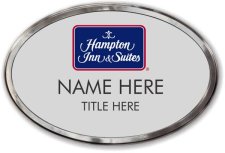 (image for) Hampton Inn & Suites Logo B Silver Oval Prestige Badge with Polished Frame