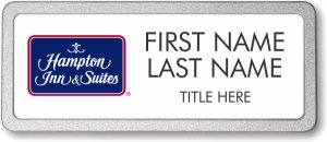 (image for) Hampton Inn & Suites Logo B White Prestige Badge with Pebbled Frame - Stacked Name