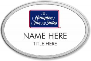 (image for) Hampton Inn & Suites Logo B White Oval Prestige Badge with Pebbled Frame