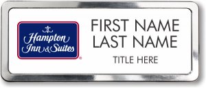 (image for) Hampton Inn & Suites Logo B White Prestige Badge with Polished Frame -Stacked Name