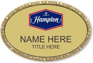 (image for) Hampton Logo C Gold Oval Bling Badge