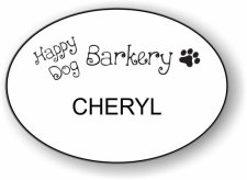 (image for) Happy Dog Barkery White Oval Shaped Badge