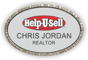 (image for) Help-U-Sell Silver Oval Bling Badge