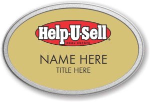 (image for) Help-U-Sell Oval Gold Prestige Pebbled Badge