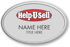 (image for) Help-U-Sell Oval Silver Prestige Pebbled Badge