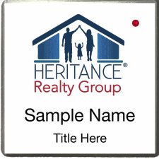 (image for) Heritance Realty Group Silver Square Executive White Badge w/ Red Jewel