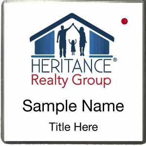 (image for) Heritance Realty Group Silver Square Executive White Badge w/ Red Jewel