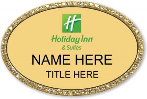 (image for) Holiday Inn & Suites Oval Gold Bling Badge