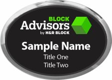 (image for) H&R Block Advisors - Silver Oval with Black Insert Executive Badge with Two Titles