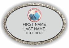 (image for) Jack and Jill of America Oval Bling Silver badge - Two Line Name