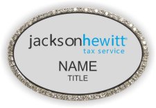 (image for) Jackson Hewitt Tax Service Silver Oval Bling Badge