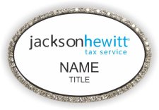 (image for) Jackson Hewitt Tax Service White/Silver Oval Bling Badge