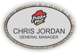 (image for) Pizza Hut Logo 1 Silver Oval Bling Badge (NiceGuard)