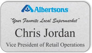 (image for) Albertsons Silver Name Badge with Tagline