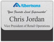 (image for) Albertsons Silver Pocket Name Badge with Tagline