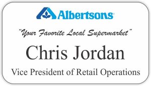 (image for) Albertsons White Name Badge with Tagline