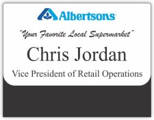 (image for) Albertsons White Pocket Name Badge with Tagline