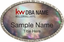 (image for) Keller Williams Realty Logo 2 Silver Oval Bling Black Pearl Badge