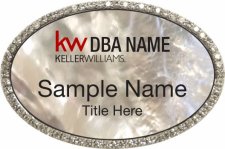 (image for) Keller Williams Realty Logo 2 Silver Oval Bling White Pearl Badge