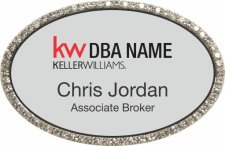 (image for) Keller Williams Realty Logo 2 Silver Oval Bling Badge