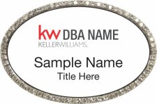 (image for) Keller Williams Realty Logo 2 Silver Oval Bling White Badge