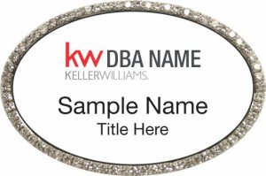 (image for) Keller Williams Realty Logo 2 Silver Oval Bling White Badge