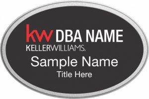 (image for) Keller Williams Realty Logo 2 Silver Oval Pebbled Prestige Black Badge