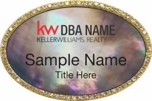 (image for) Keller Williams Realty Logo 3 Gold Oval Beyond Bling Black Pearl Badge