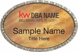 (image for) Keller Williams Realty Logo 3 Silver Oval Bling Gold Pearl Badge