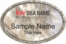 (image for) Keller Williams Realty Logo 3 Silver Oval Bling White Pearl Badge