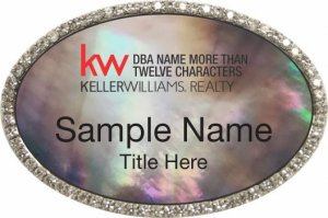 (image for) Keller Williams Realty Logo 4 Silver Oval Bling Black Pearl Badge