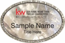 (image for) Keller Williams Realty Logo 4 Silver Oval Bling White Pearl Badge