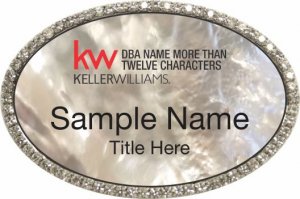 (image for) Keller Williams Realty Logo 5 Silver Oval Bling White Pearl Badge