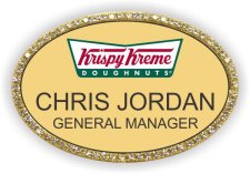 (image for) Krispy Kreme Color Logo Oval Gold Bling Badge