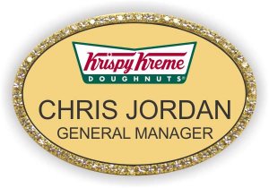 (image for) Krispy Kreme Color Logo Oval Gold Bling Badge