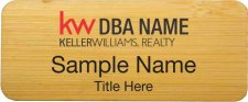 (image for) Keller Williams Realty Logo 3 Bamboo Wood Badge