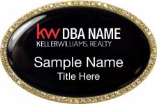 (image for) Keller Williams Realty Logo 3 Gold Oval Bling Black Badge