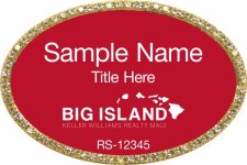 (image for) Keller Williams Big Island Oval Bling Gold Badge with Red Insert