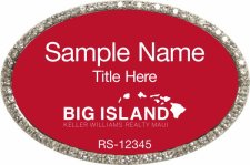 (image for) Keller Williams Big Island Oval Bling Silver Badge with Red Insert